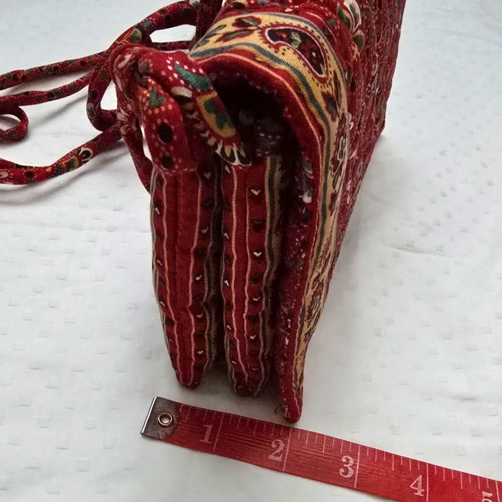 Vintage Vera Bradley Red Quilted Pattern Crossbody Purse Shoulder Bag - Picture 9 of 12